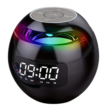 Mini Bluetooth Speaker with LED Alarm Clock – Mini Wireless Sound Box, Deep Bass, and Hi-Fi Music Player with TF Card Support