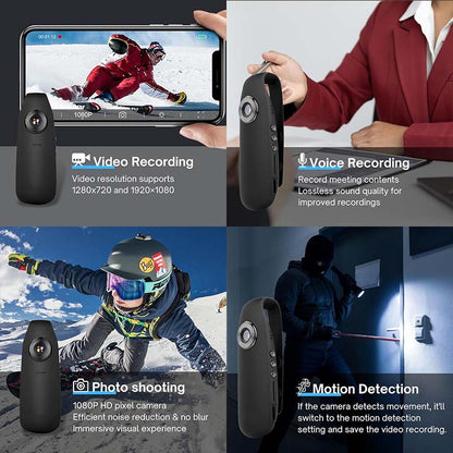 Mini Camera 1080P Video - Body Mini Spy Camera with Smart Motion Detection, Pocket Clip for Office, Law Enforcement, Security Guard, Home, Outdoors