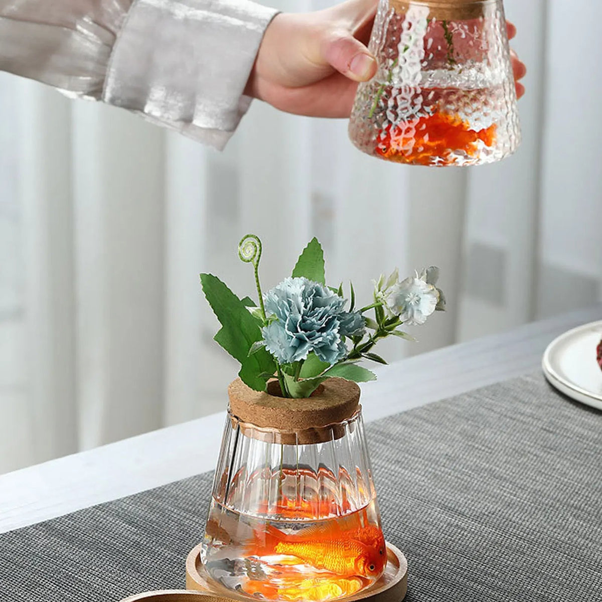 Mini Hydroponic Glass Flower Pot – Stylish Soilless Planter for Home Décor, Transparent Tabletop Vase for Beautiful Greenery