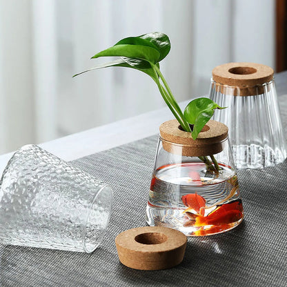 Mini Hydroponic Glass Flower Pot – Stylish Soilless Planter for Home Décor, Transparent Tabletop Vase for Beautiful Greenery