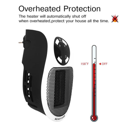 Mini Portable Electric Heater - Programmable & Adjustable Thermostat for Bedroom, Home Office, Personal Use