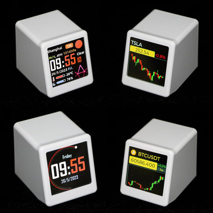 Mini Smart Wifi Weather Station with Clock – Real-Time Bitcoin & Crypto Price Tracker with Weather Display for the Modern Desktop