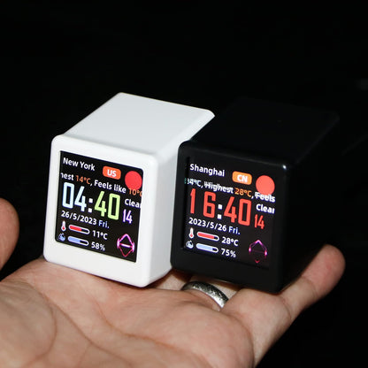 Mini Smart Wifi Weather Station with Clock – Real-Time Bitcoin & Crypto Price Tracker with Weather Display for the Modern Desktop