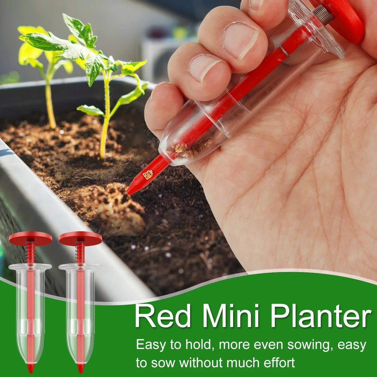 Mini Syringe Seed Dispenser - Seed Planter Mini Hand Spreader Garden Seed Planter for Carrot, Lettuce, Grass and Spinach Seed