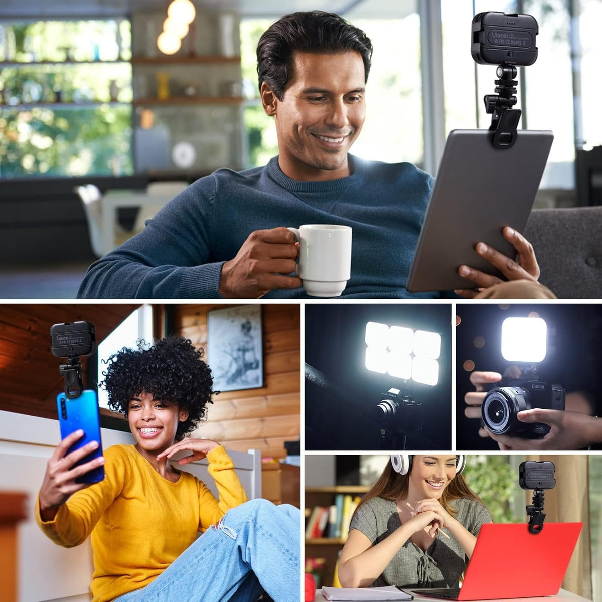 Mobile Phone Clip-On LED Light - LED High Power Rechargeable Clip Fill Video Selfie Light for Phone
