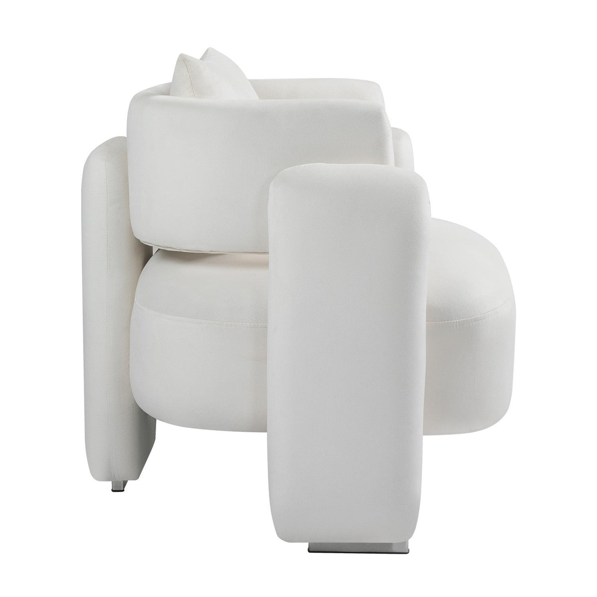 Modern Design Velvet Lounge Chair, Single Sofa with Pillows for Living Room or Bedroom