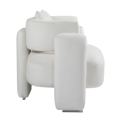 Modern Design Velvet Lounge Chair, Single Sofa with Pillows for Living Room or Bedroom