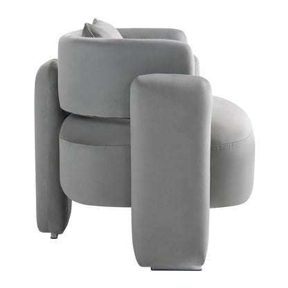 Modern Design Velvet Lounge Chair, Single Sofa with Pillows for Living Room or Bedroom