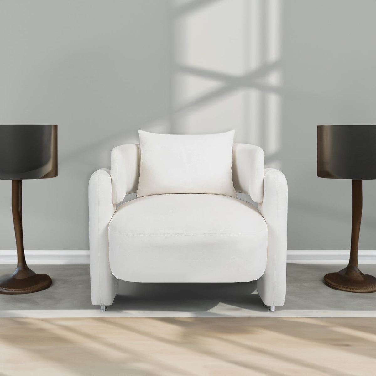Modern Design Velvet Lounge Chair, Single Sofa with Pillows for Living Room or Bedroom