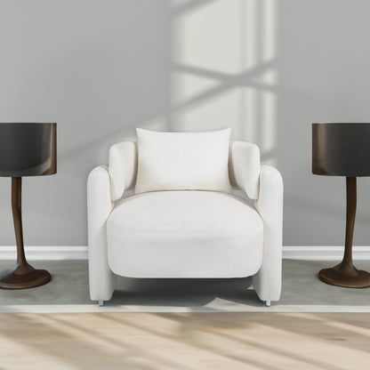Modern Design Velvet Lounge Chair, Single Sofa with Pillows for Living Room or Bedroom