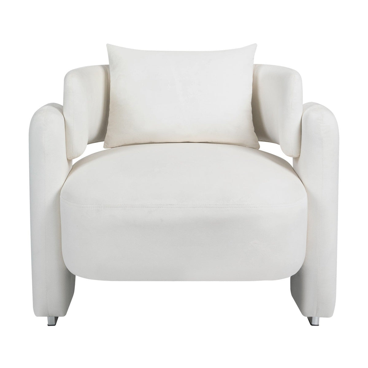 Modern Design Velvet Lounge Chair, Single Sofa with Pillows for Living Room or Bedroom