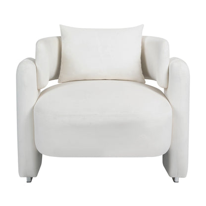 Modern Design Velvet Lounge Chair, Single Sofa with Pillows for Living Room or Bedroom