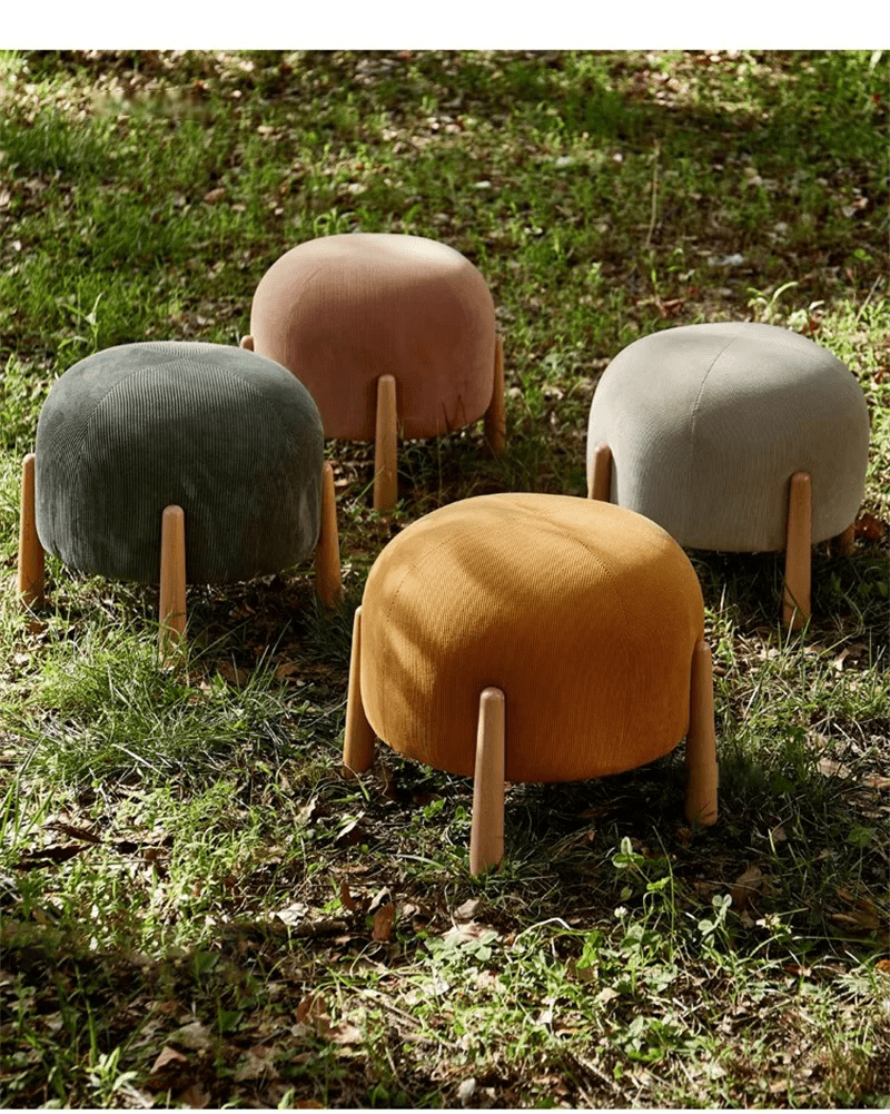 Modern Ottoman Wood Footstool – Light Luxury Ottoman for Chic Living Spaces, Minimalist Fabric Design for Hallway & Lounge Comfort