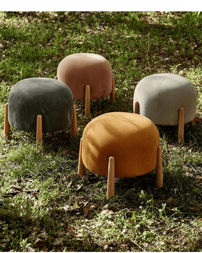 Modern Ottoman Wood Footstool – Light Luxury Ottoman for Chic Living Spaces, Minimalist Fabric Design for Hallway & Lounge Comfort