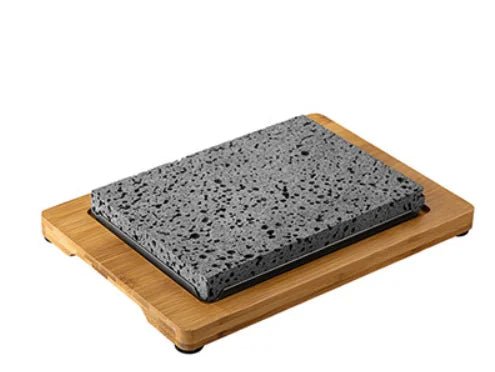 Modern Sizzling Lava Stone Steak Set – Premium Hot Rock Grill with Elegant Wood Tray for Perfect Indoor Steak Nights