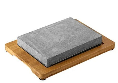 Modern Sizzling Lava Stone Steak Set – Premium Hot Rock Grill with Elegant Wood Tray for Perfect Indoor Steak Nights