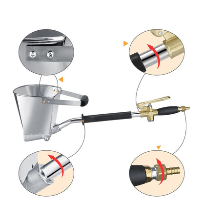 Stucco Sprayer Hopper Gun – Air-Powered Mortar & Plaster Spray Gun for Walls and Ceilings, 4 Nozzles, Stainless Steel Hopper