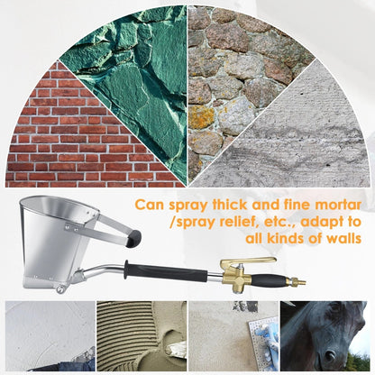Stucco Sprayer Hopper Gun – Air-Powered Mortar & Plaster Spray Gun for Walls and Ceilings, 4 Nozzles, Stainless Steel Hopper