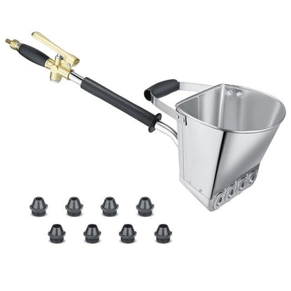 Stucco Sprayer Hopper Gun – Air-Powered Mortar & Plaster Spray Gun for Walls and Ceilings, 4 Nozzles, Stainless Steel Hopper