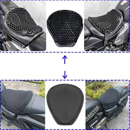 Motorcycle Seat Cushion — 3D TPE Honeycomb Pad with Two Adjustable Straps