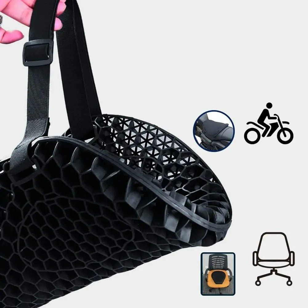 Motorcycle Seat Cushion — 3D TPE Honeycomb Pad with Two Adjustable Straps