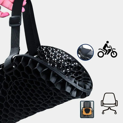 Motorcycle Seat Cushion — 3D TPE Honeycomb Pad with Two Adjustable Straps