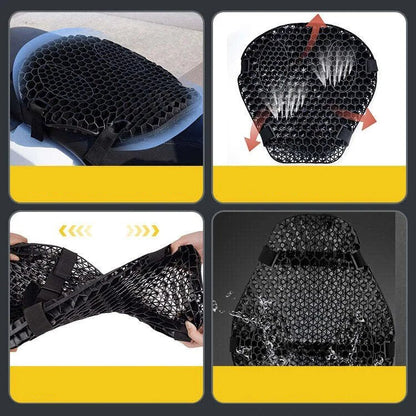 Motorcycle Seat Cushion — 3D TPE Honeycomb Pad with Two Adjustable Straps