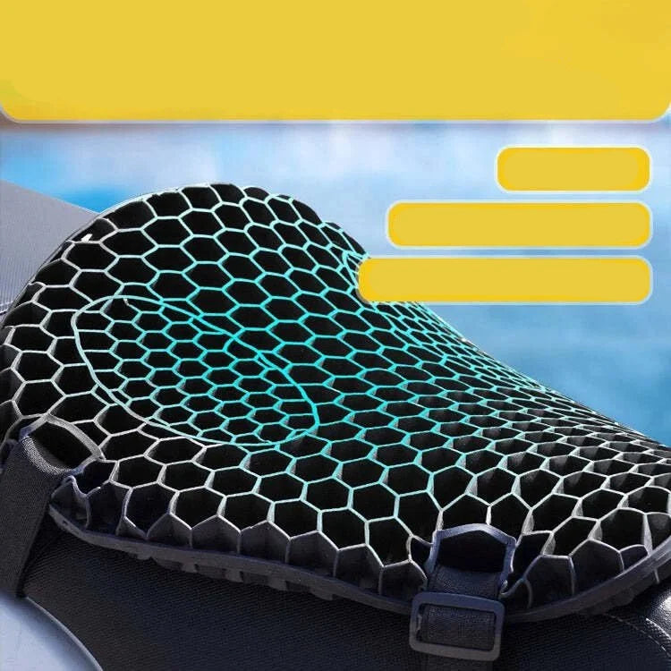 Motorcycle Seat Cushion — 3D TPE Honeycomb Pad with Two Adjustable Straps
