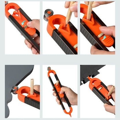 Multifunction Contour Profile Gauge - Measuring Copy Template Floor Tile Laying Cutting Drawing Woodworking Tools and Pencil tool