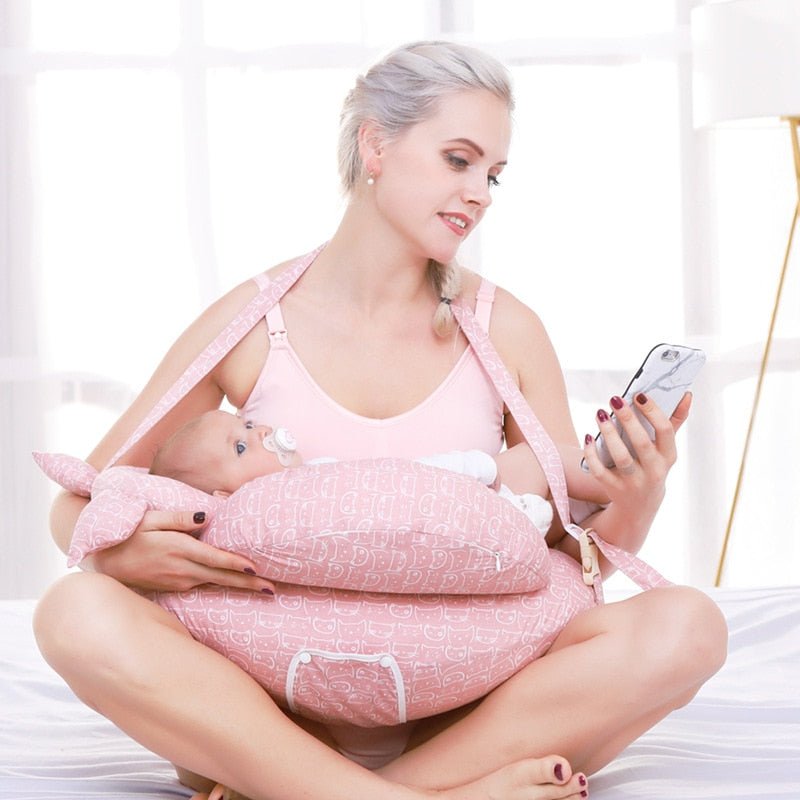 Multifunction Nursing Pillow - Breastfeeding Pillows for Mom and Baby with Adjustable Waist Strap and Removable Cotton Cover