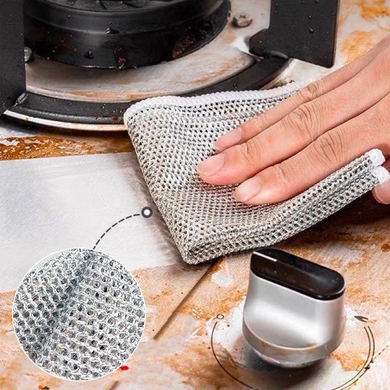 Multipurpose Wire Dishwashing Rag for Wet and Dry - Reusable Dish Cloth Household Cleaning Supplies Tools