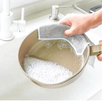 Multipurpose Wire Dishwashing Rag for Wet and Dry - Reusable Dish Cloth Household Cleaning Supplies Tools