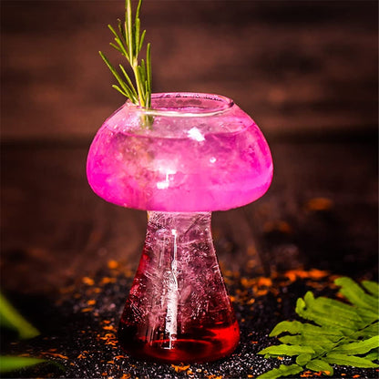 Mushroom Cocktail Glass – Enchanting Clear Cup with Straw for Beer, Wine & Creative Drinks
