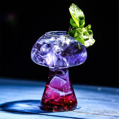 Mushroom Cocktail Glass – Enchanting Clear Cup with Straw for Beer, Wine & Creative Drinks