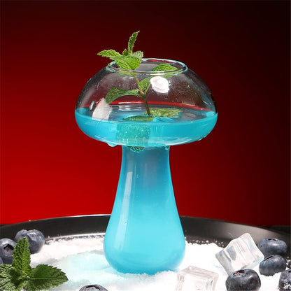 Mushroom Cocktail Glass – Enchanting Clear Cup with Straw for Beer, Wine & Creative Drinks