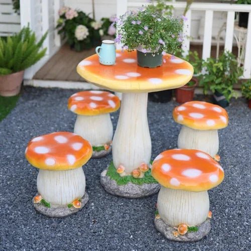 Mushroom-Inspired Outdoor Garden Table & Chair Set – Perfect for Your Balcony or Courtyard