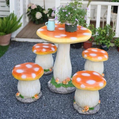 Mushroom-Inspired Outdoor Garden Table & Chair Set – Perfect for Your Balcony or Courtyard