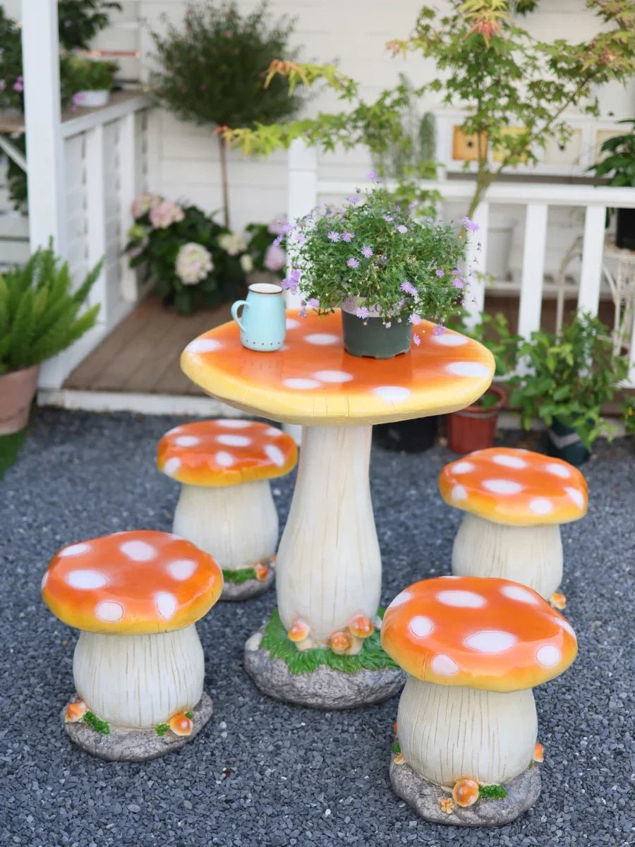 Mushroom-Inspired Outdoor Garden Table & Chair Set – Perfect for Your Balcony or Courtyard