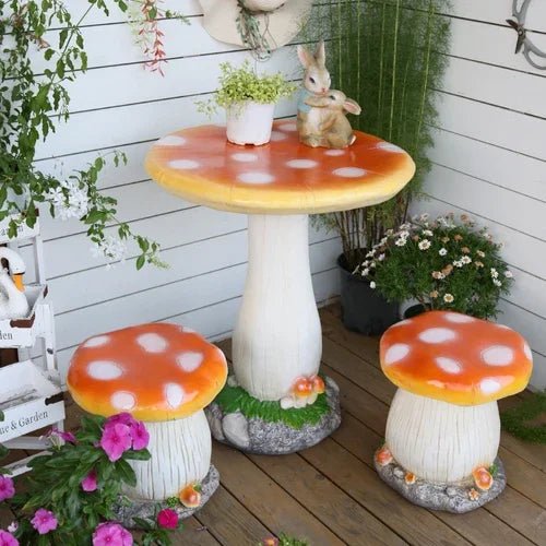 Mushroom-Inspired Outdoor Garden Table & Chair Set – Perfect for Your Balcony or Courtyard