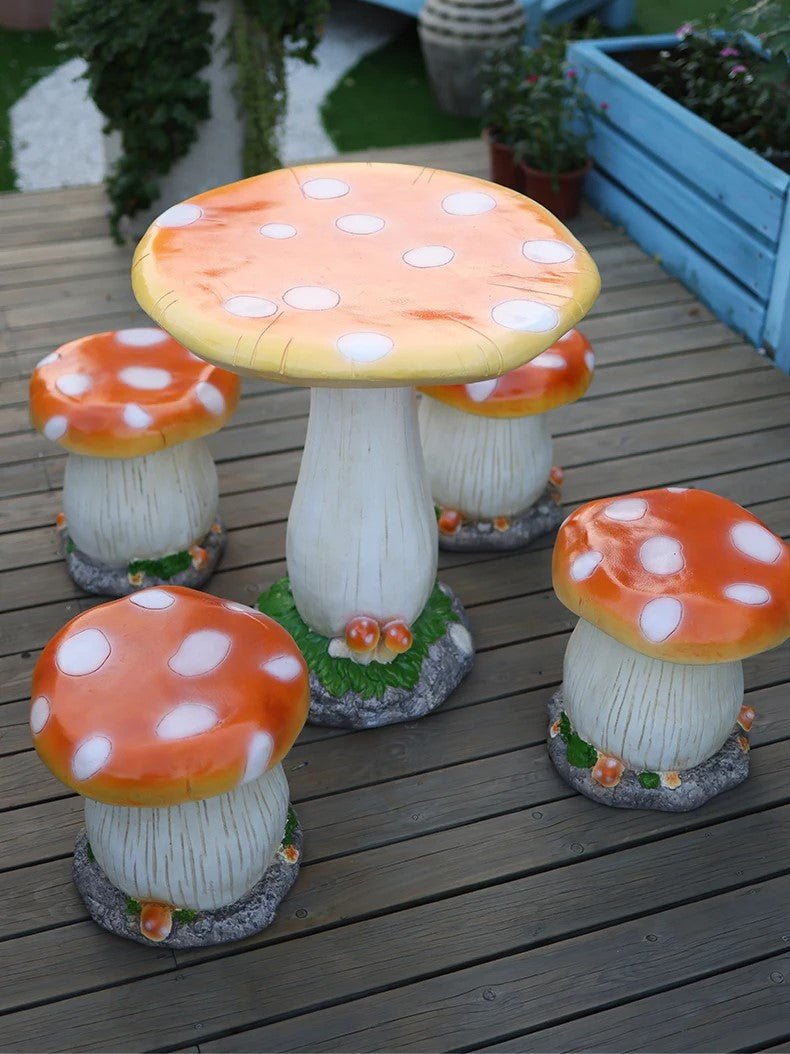 Mushroom-Inspired Outdoor Garden Table & Chair Set – Perfect for Your Balcony or Courtyard