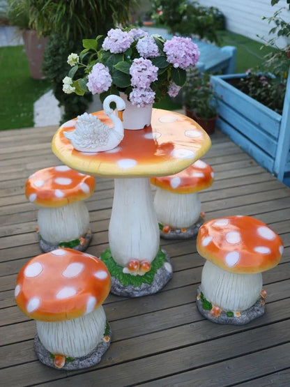Mushroom-Inspired Outdoor Garden Table & Chair Set – Perfect for Your Balcony or Courtyard