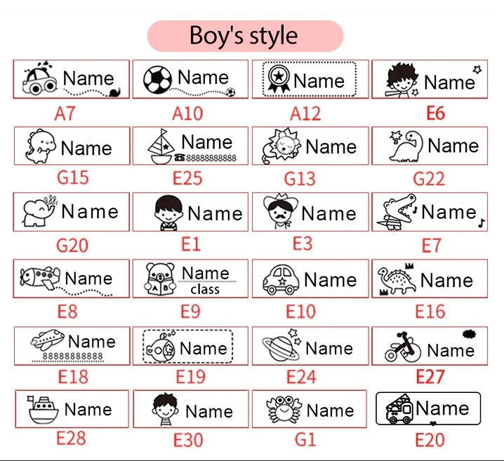 Name Stamp, Customized, Waterproof for Children Kids Students