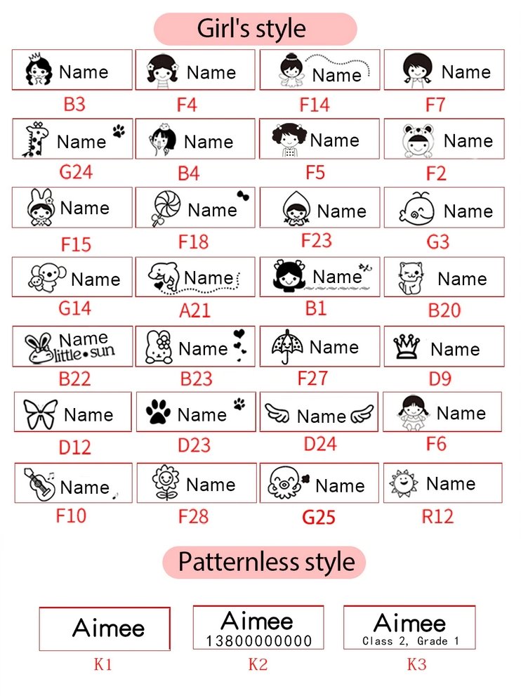 Name Stamp, Customized, Waterproof for Children Kids Students