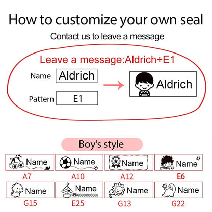 Name Stamp, Customized, Waterproof for Children Kids Students
