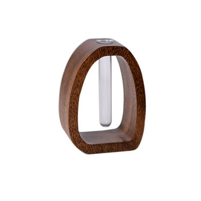 Natural Bamboo Flower and Wood Glass Test Tube Vase  – A Touch of Zen for Your Home Perfect for Hydroponic Plants & Floral Arrangements