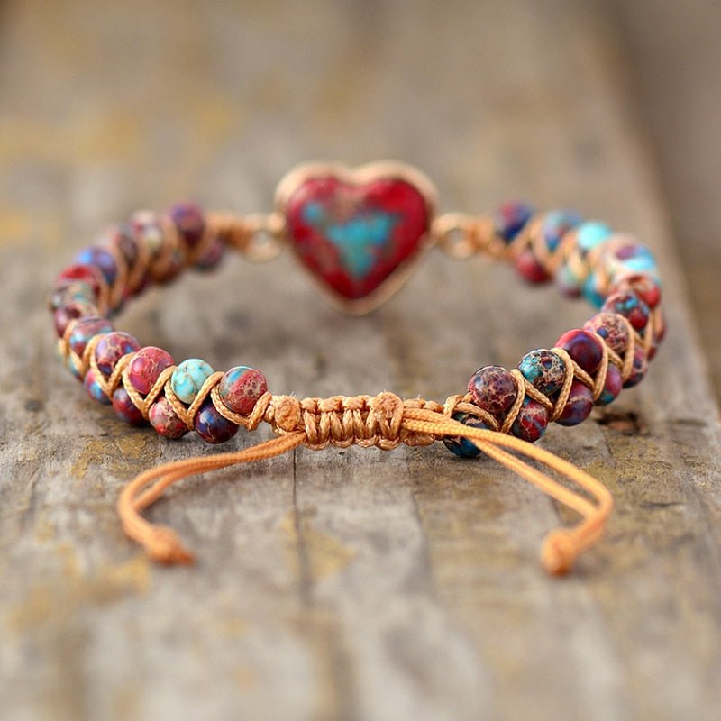 Natural Stone Heart Jasper Bracelet