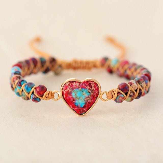 Natural Stone Heart Jasper Bracelet