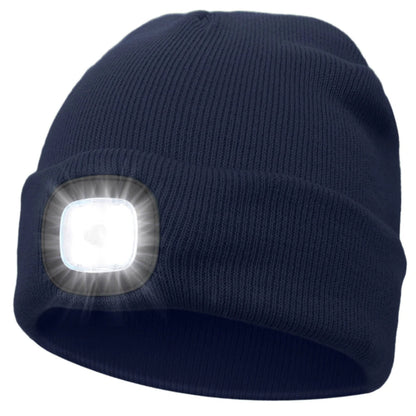 LED Beanie Knitted Hat – Warm Winter Knit Cap with Hands-Free Headlamp