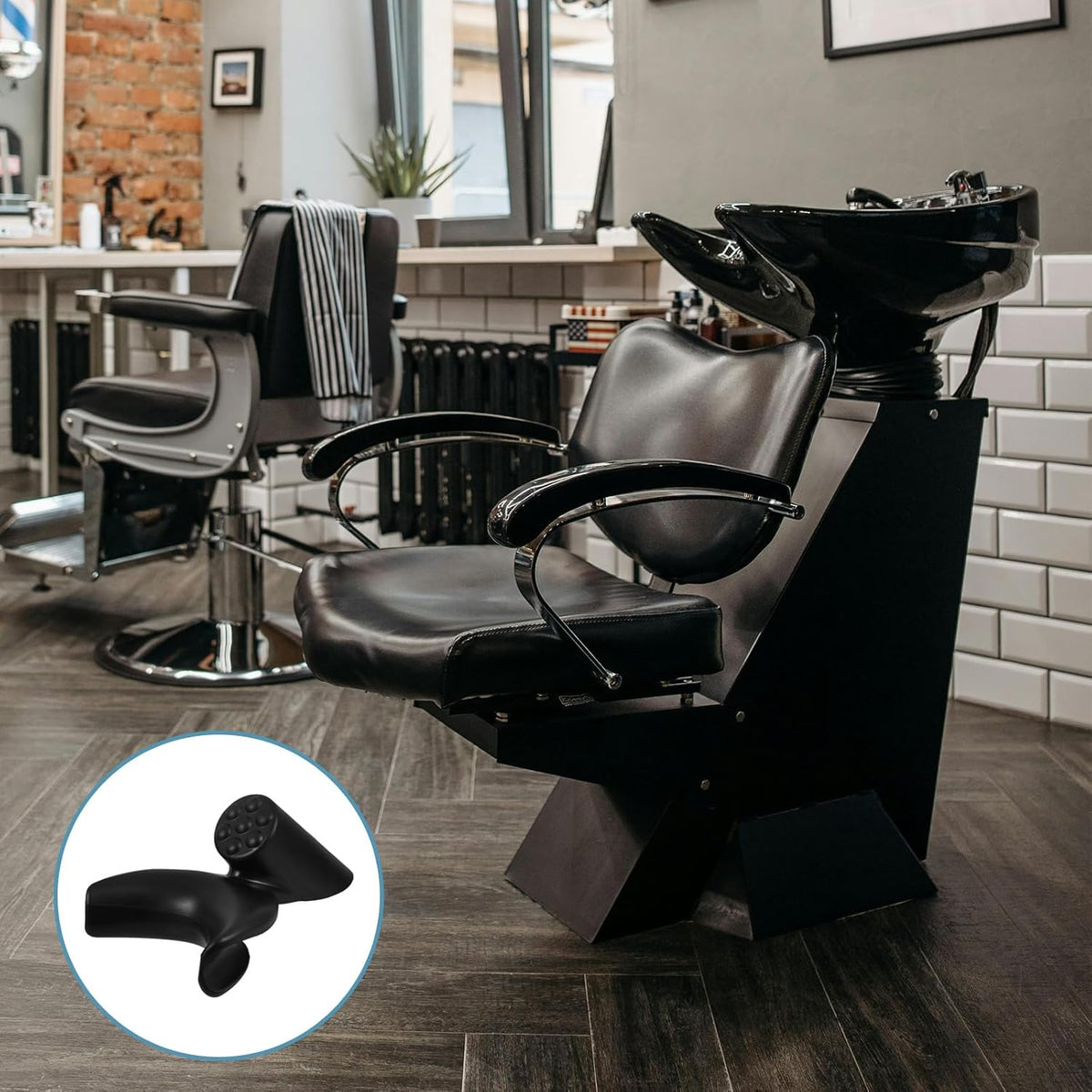 Black Shampoo Neck Rest Cushion – Comfortable PVC Hair Washing Pillow with Ergonomic Support, Ideal for Salons and Home Haircare Stations