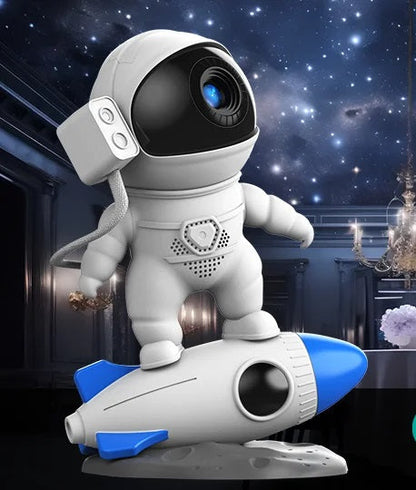 Rocket Astronaut Galaxy Projector Night Light – 360° Rotating Starry Night Lamp with 13 Films